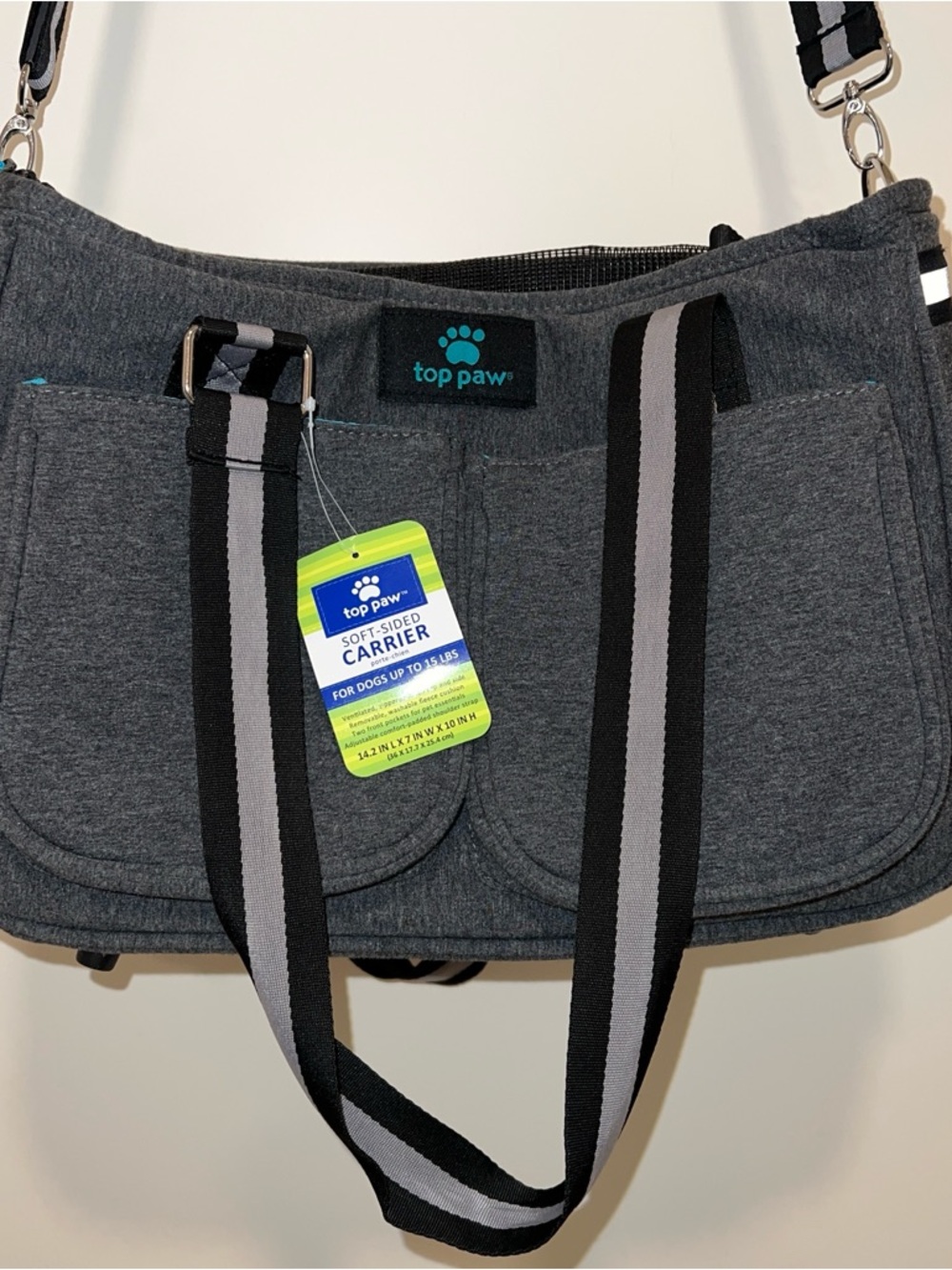 Top Paw soft sided pet carrier  14" x 7" x 10" for dogs up to 15 pounds